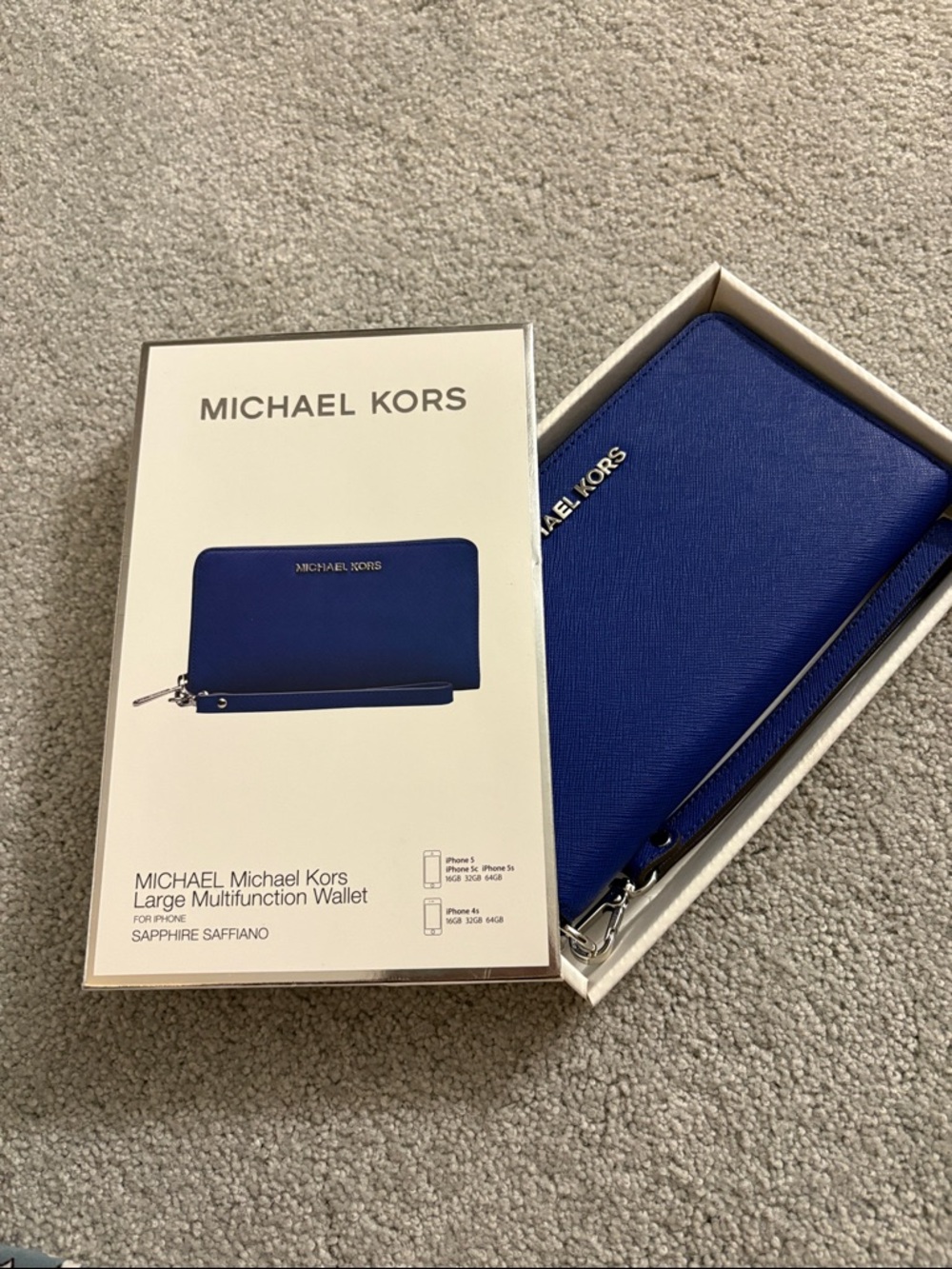 Michael Kors Sapphire Blue Zip-Around Wristlet Wallet